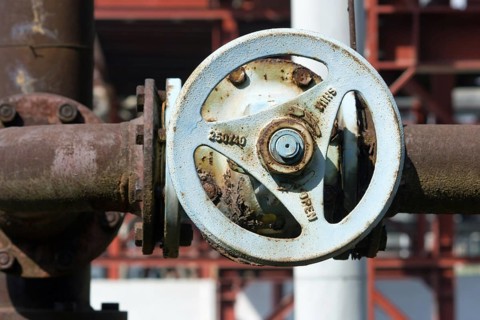 Industrial valve in petrochemical factory