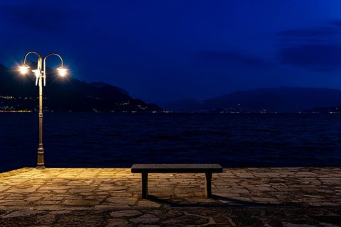Night scene on Lake Como village of Santa Maria Rezzonico