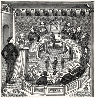 King Arthur and the knights of the round table, after a 14th century miniature