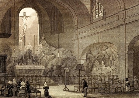Chapelle du Calvaire, Eglise de St Roche, Church of Saint-Roch, Paris, antique steel engraved