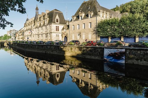 Quimper, France, August 2, 2018: Cityscape of the capital of the Finistere department of Brittany