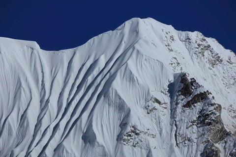 Beautiful structures on a snow covered mountain near Mount Everest, Nepal