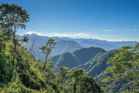 Mountain landscape in Zhuqi Township southwest of Alishan, Chiayi County, Taiwan