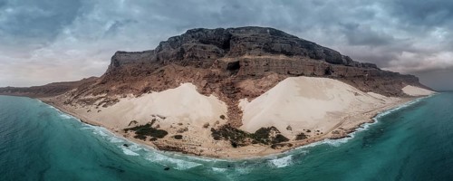 A high sand dune on the coast of Arher on the Yemeni island of Socotra