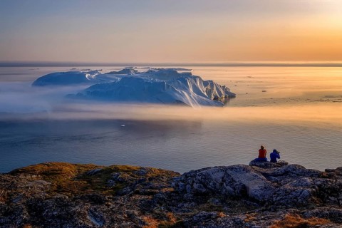 Greenland Ilulissat glaciers at fjord Disco Bay West Greenland