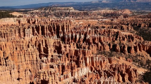View in the semicircle of the amphitheatre in Bryce Canyon, a grandiose scenery of bizarre rock
