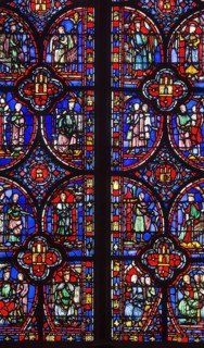 Stained glass window in the upper church, St, Saint, Saint