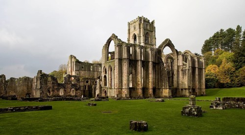 Chapter house and choir. Fountains Abbey, ruined monastery of the Cistercian order. Founded in 1132
