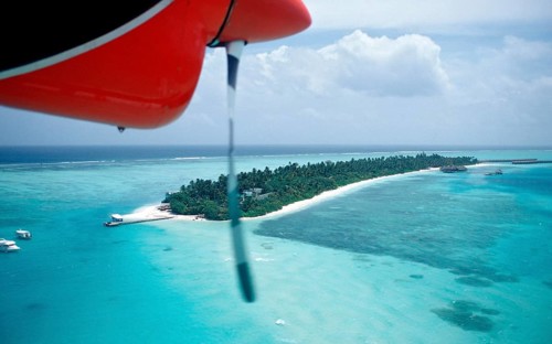 Aerial view of Maldives Island, Maldives, Indian Ocean, Medhufushi, Meemu Atoll