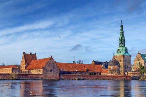 View of Frederiksborg slot from Palace Lake, Denmark
