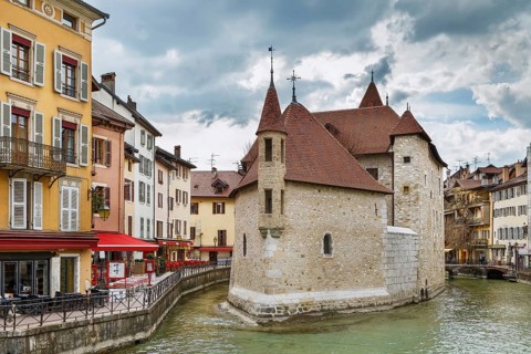 Palais de l'Île is an old fortified house dating from the 12th century in Annecy, France