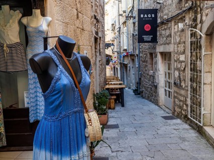 Alley in the old town, old town of Korcula, island of Korcula, Dalmatia, Croatia