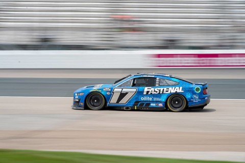 NASCAR Cup Driver, Chris Buescher (17) takes to the track to practice for the Crayon 301 at the New