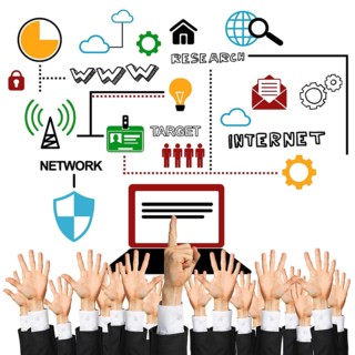 Group of hands of businesspeople showing gestures isolated on white