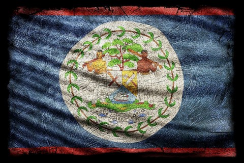 Belize Flag, Grunge Texture Background
