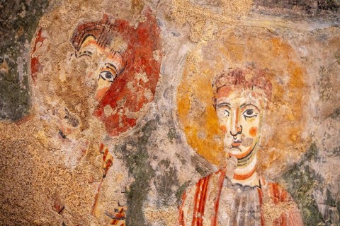 Mural painting of the side apse of the church of Santa Quirce de Pedret, 11th century, cercs,