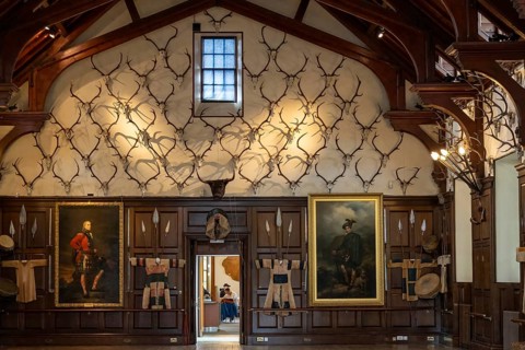 PITLOCHRY, PERTHSHIRE, SCOTLAND, UK, MAY 28. The Ballroom of Blair Atholl Castle near Pitchlochry