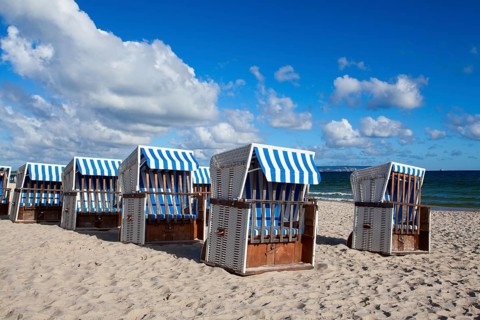 Morning on the beach in Binz, Ruegen Island, Germany