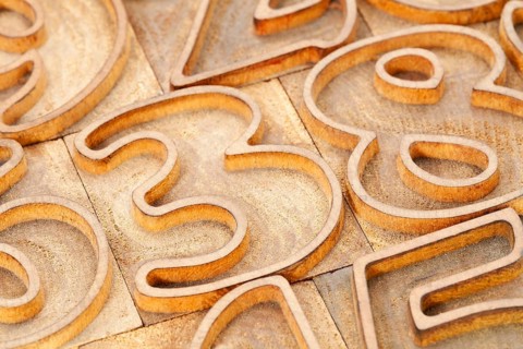 Number abstract in vintage wood letterpress type - outlined font