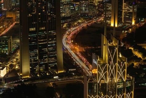 A picture of the traffic of the Zabeel 2 district at night