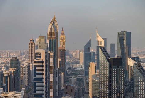 A picture of the tall buildings at the Trade Centre district