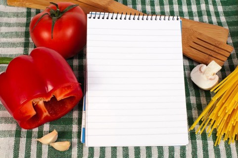 Notebook to write recipes and vegetables around it