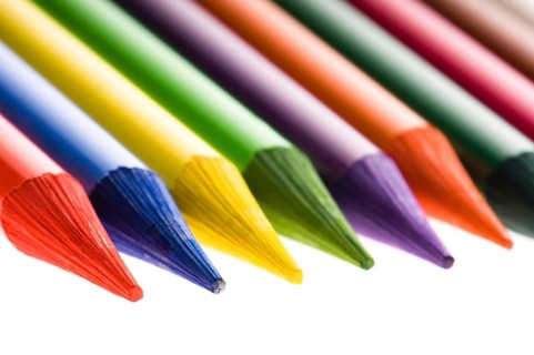 Collection of colorful pens over white background, poland