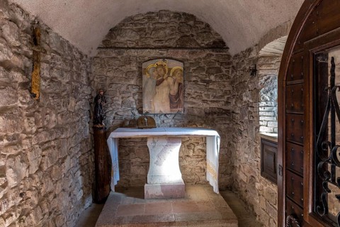 Detail of a small medieval altar dedicated to St Francis of Assisi