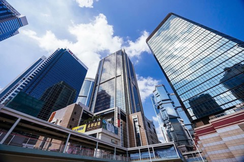 HONG KONG, CHINA - SEPTEMBER 29 2024: Admirality Architecture and streets on a clear sunny day in