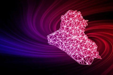 Map of Iraq, Polygonal mesh line map, modern map