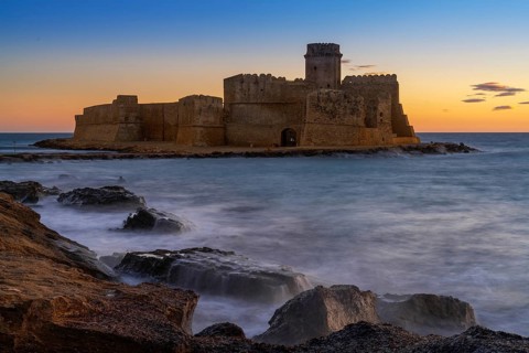 Le Castella, Italy, 11 December, 2023: view of the Le Castella fortress in Isola di Capo Rizzuto at