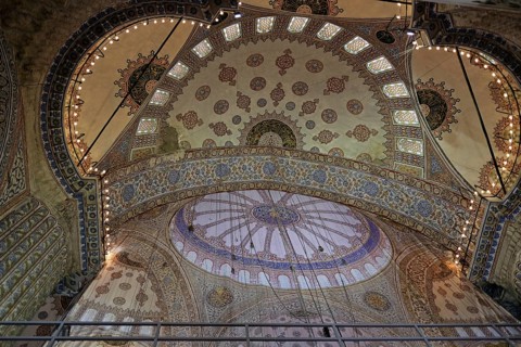 ISTANBUL, TURKEY, MAY 26 : Interior view of the Blue Mosque in Istanbul Turkey on May 26, 2018