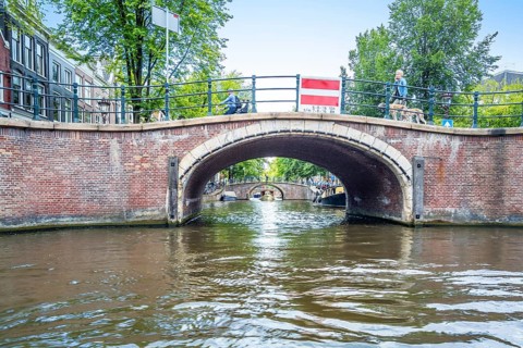 An image of a view to Amsterdam by boat