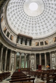 POMPEII, ITALY, APRIL 10, 2022, Huge classicistic basilica San Francesco di Paula in downtown
