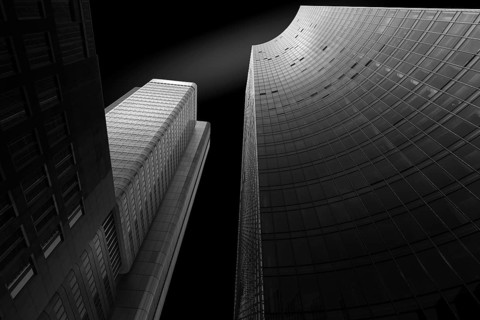Facade of modern office buildings as fine art