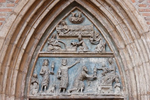 Western portal on the north side, the so-called Small Marian Portal: Tympanum, St., Sankt, Saint