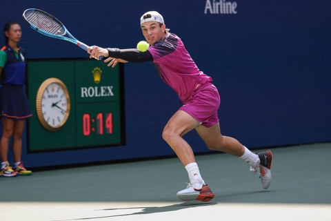 Tennis player Jack Draper of Great Britain in action at the US Open 2024 Championships, Billie Jean