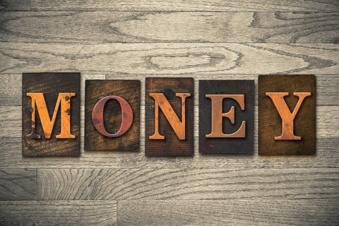 The word MONEY written in vintage wooden letterpress type