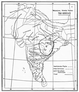 Map of medieval Hindu India, 750, 1200 AD