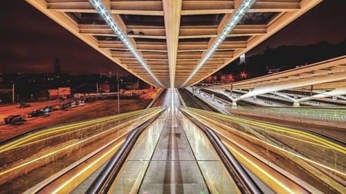 Escalators, Liège-Guillemins station, Liège, Belgium