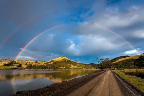 Double rainbow over the Otago Peninsula