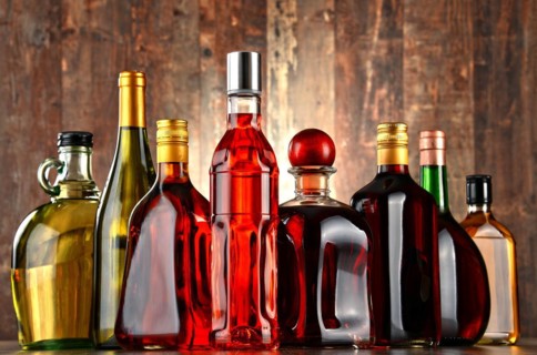 Bottles of assorted alcoholic beverages