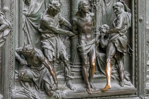 MILAN, ITALY/EUROPE - FEBRUARY 23 : Detail of the main door at the Duomo Cathedral in Milan Italy
