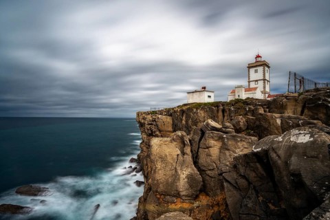Peniche, Portugal - 6 April, 2022: view of the Cabo Carvoeira lighthouse in Peniche