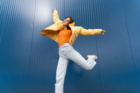 Portrait young woman jumping 8