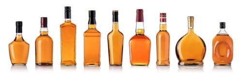 whiskey bottle isolated on white background