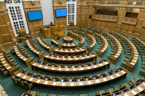 Copenhagen, Denmark, Occtober 05, 2016: Interior view of the Danish parliament also called