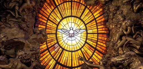 ROME, ITALY - AUGUST 24, 2018: Throne Bernini Holy Spirit Dove Saint Peters Basilica Vatican Rome
