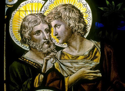 Stained glass window in All Saints Church established in 1854 in Coonoor, Nilgiris, Tamil Nadu,