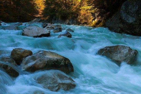 Tiefenbachklamm gorge in late autumn, Kramsach, Kufstein District, North Tirol, Tirol, Austria